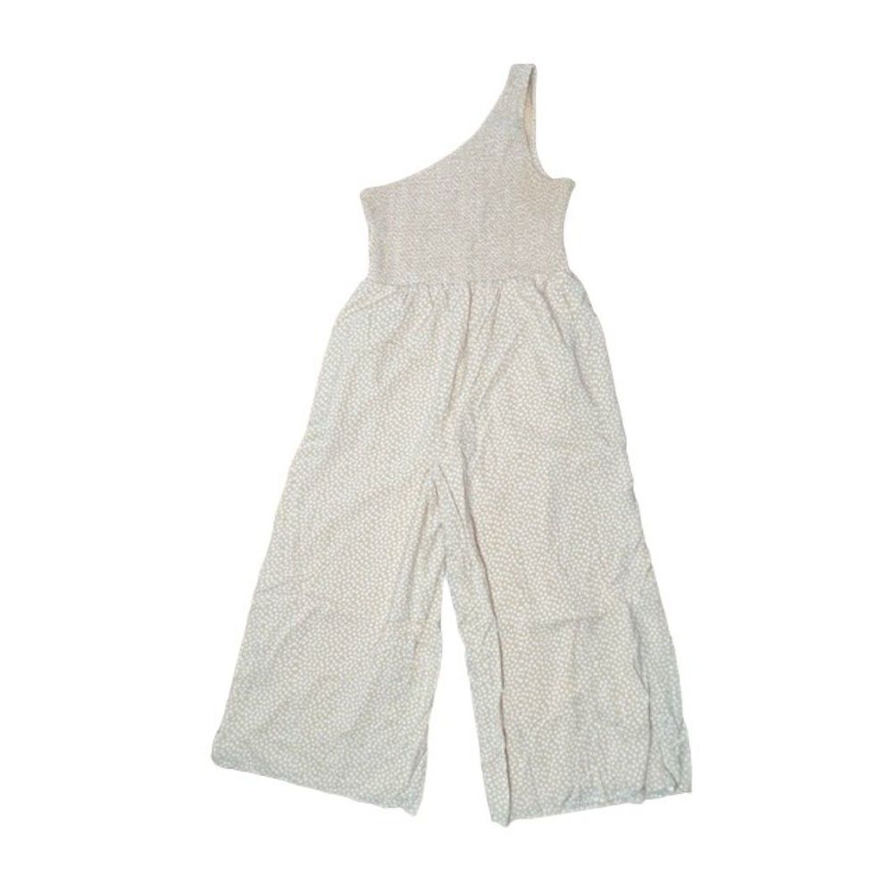 One-Shoulder Cream Wide-Leg Jumpsuit